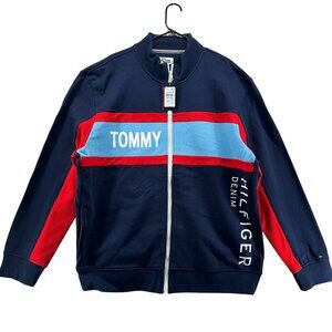 Tommy Hilfiger Mens XXL Track Jacket Full Zip Blue Red Athletic Warm Up NEW